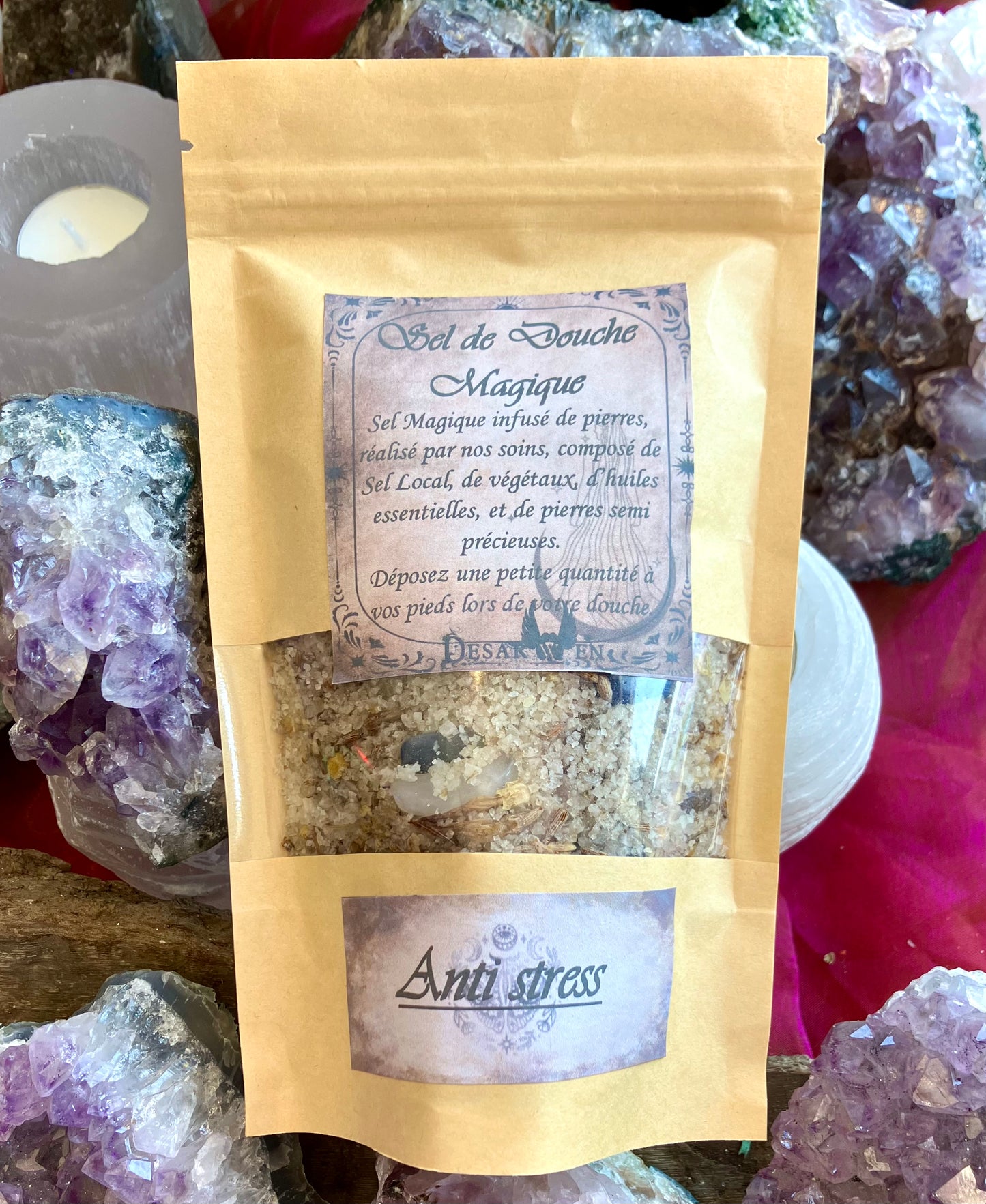 Magic salts anti-stress shower ritual