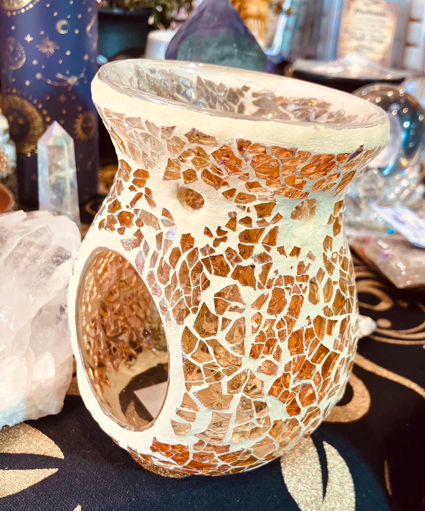 Glass mosaic wax burner