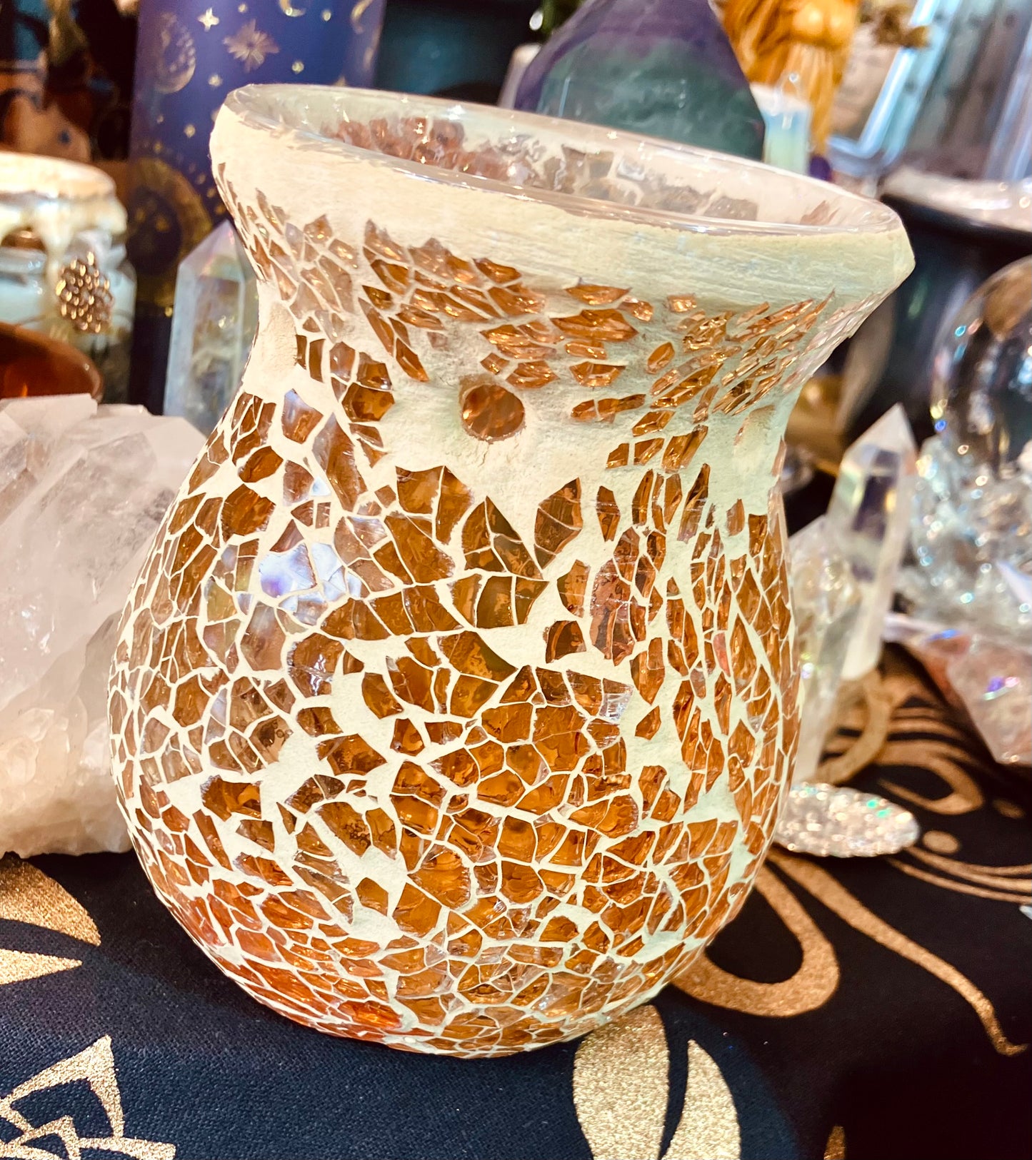 Glass mosaic wax burner