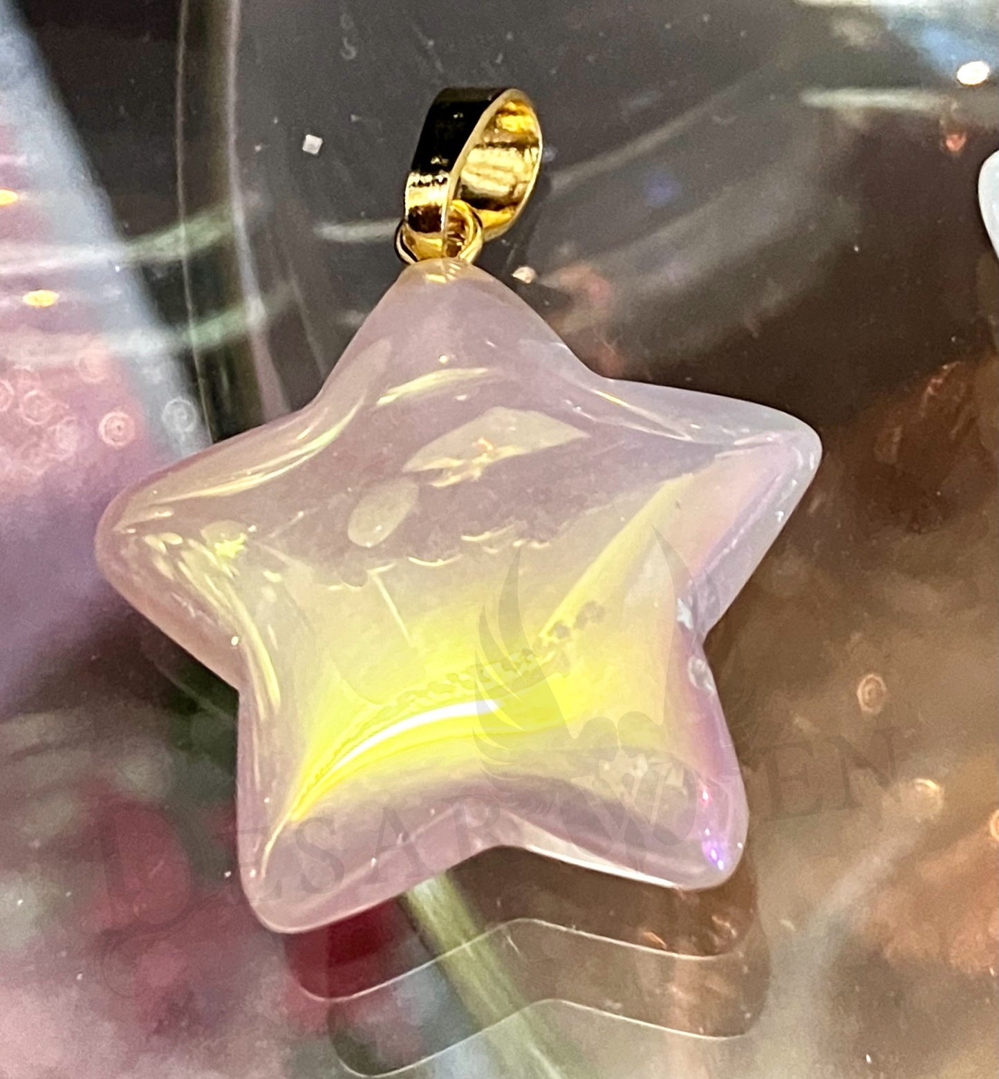 Aura quartz star pendant angel rose quartz aura