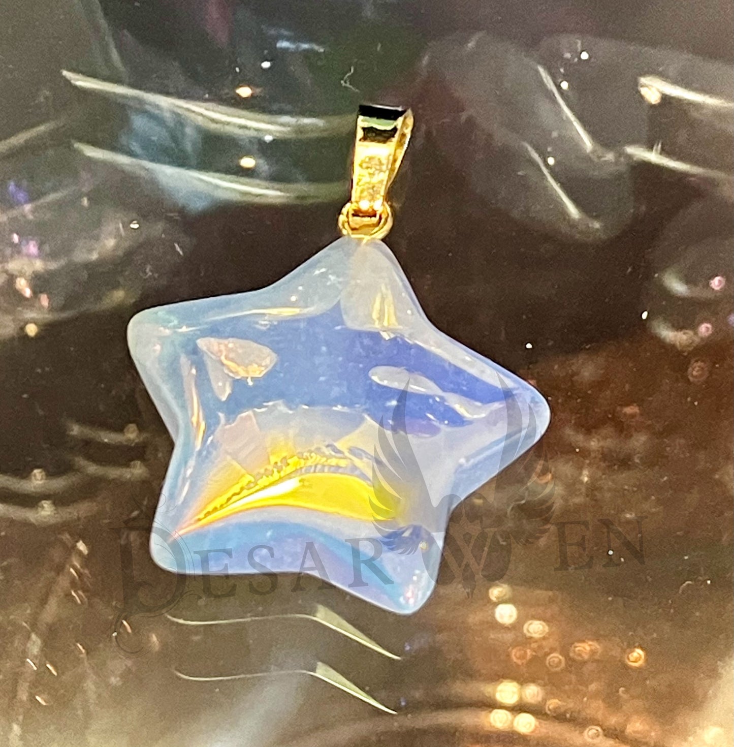 Aura quartz star pendant angel rose quartz aura