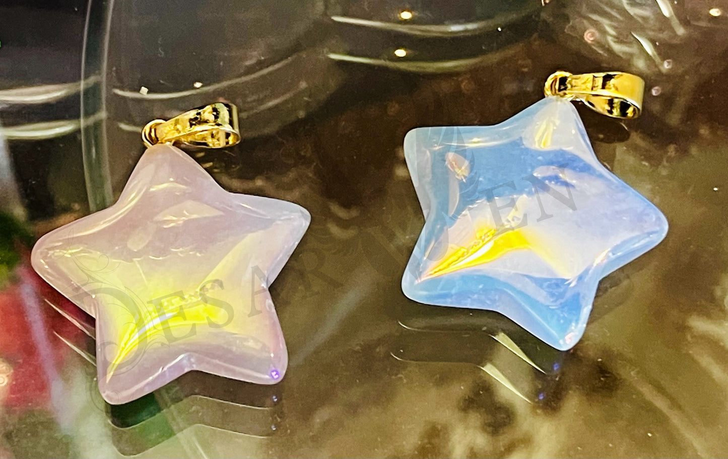 Aura quartz star pendant angel rose quartz aura