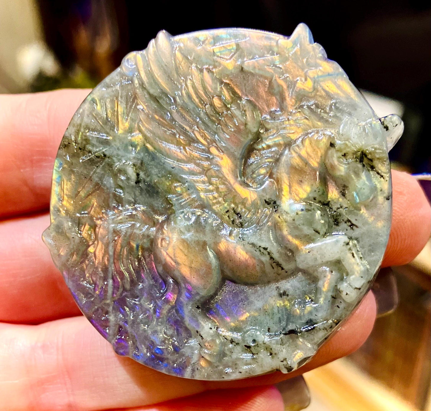 rainbow flash labradorite unicorn