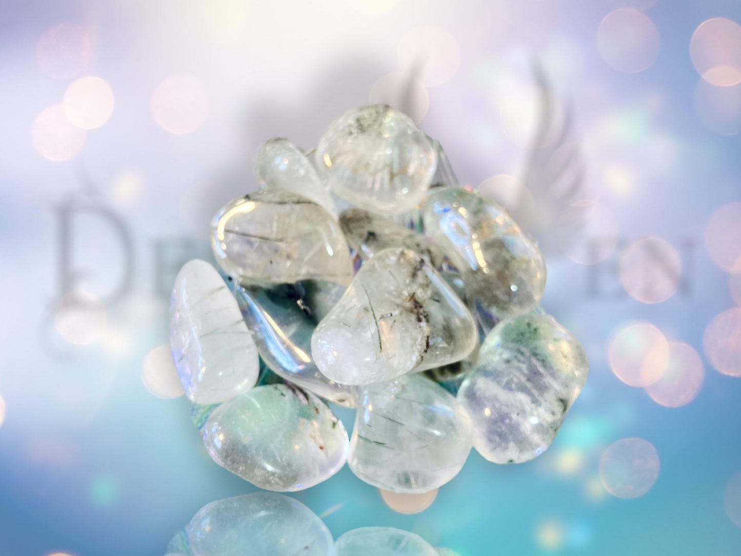 Tumbled green rutile quartz