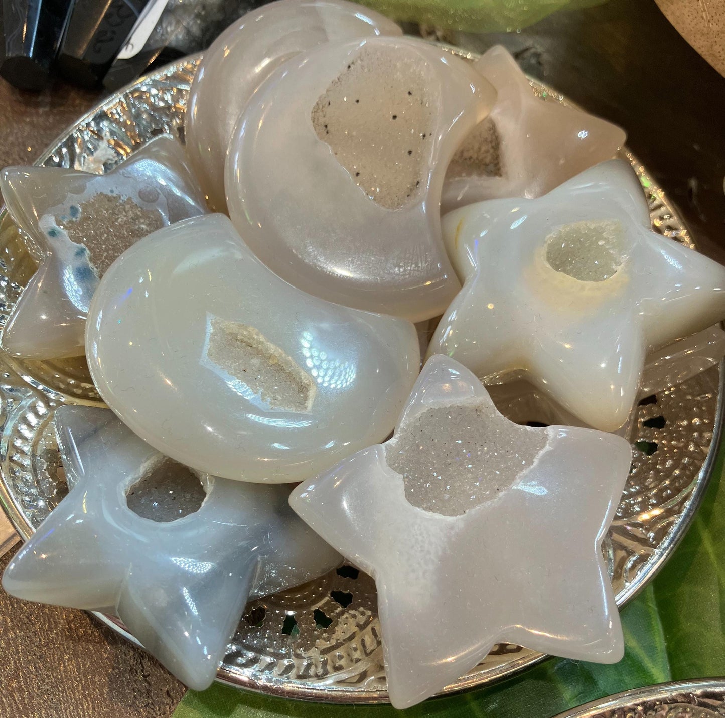 moon in druzy agate