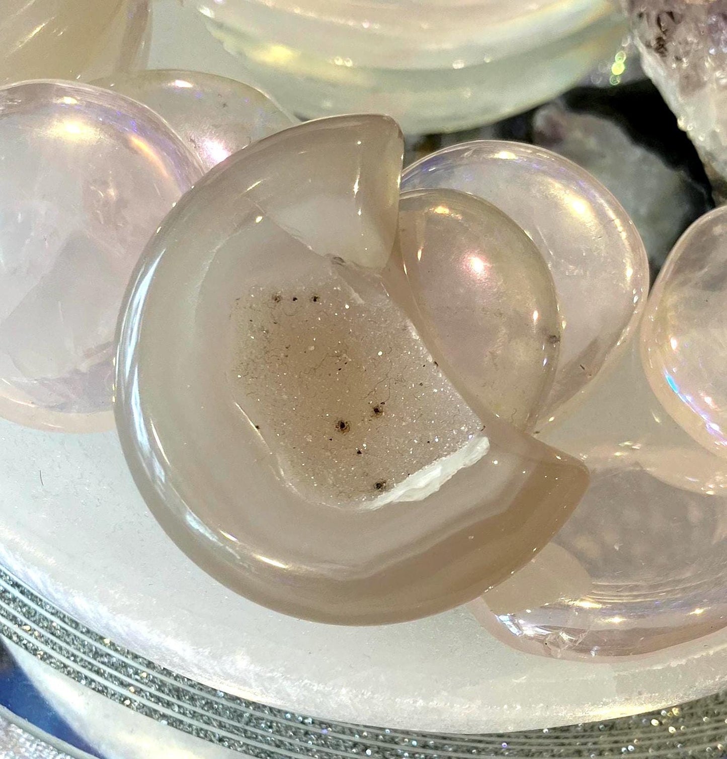 moon in druzy agate