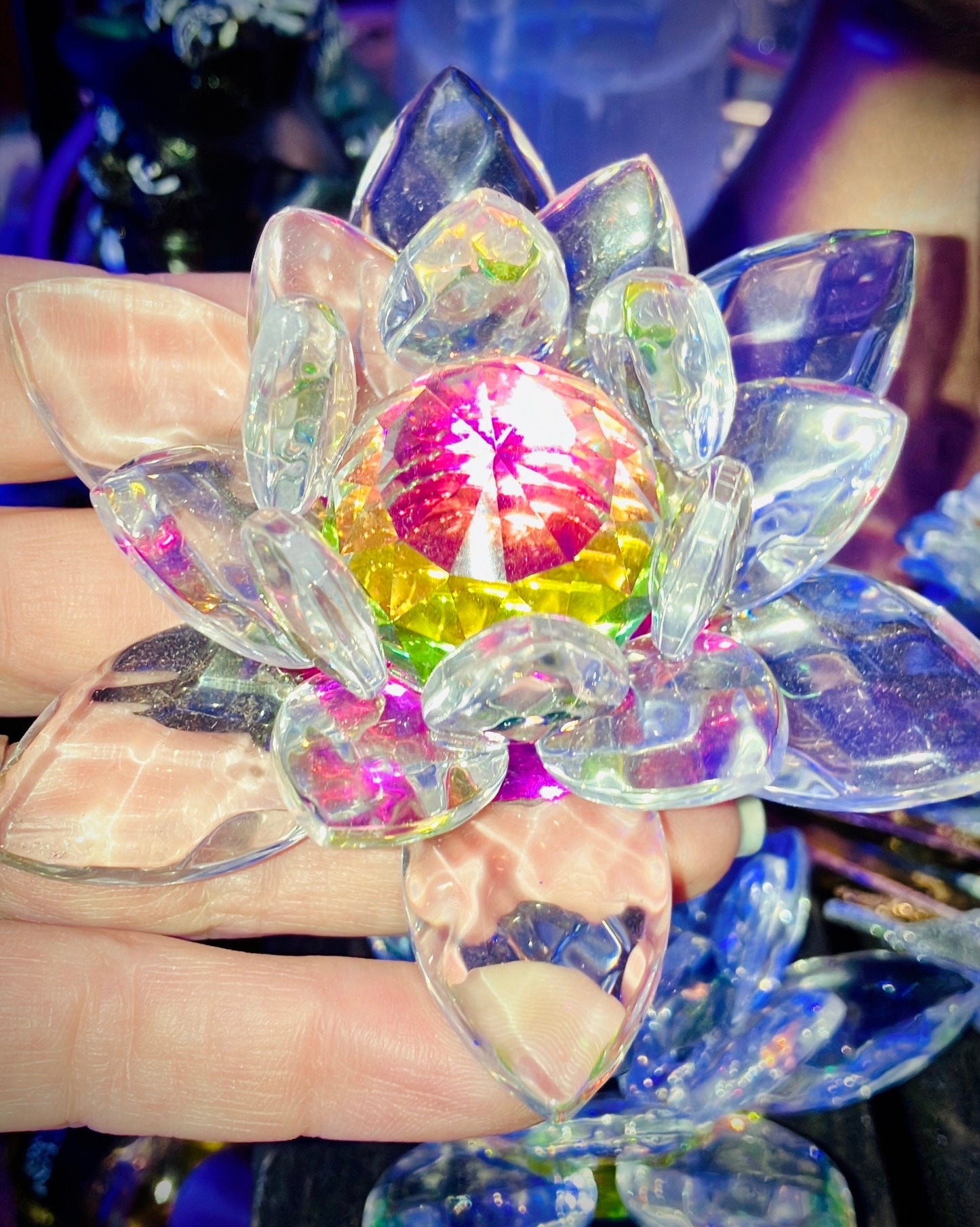 rainbow glass crystal lotus flower