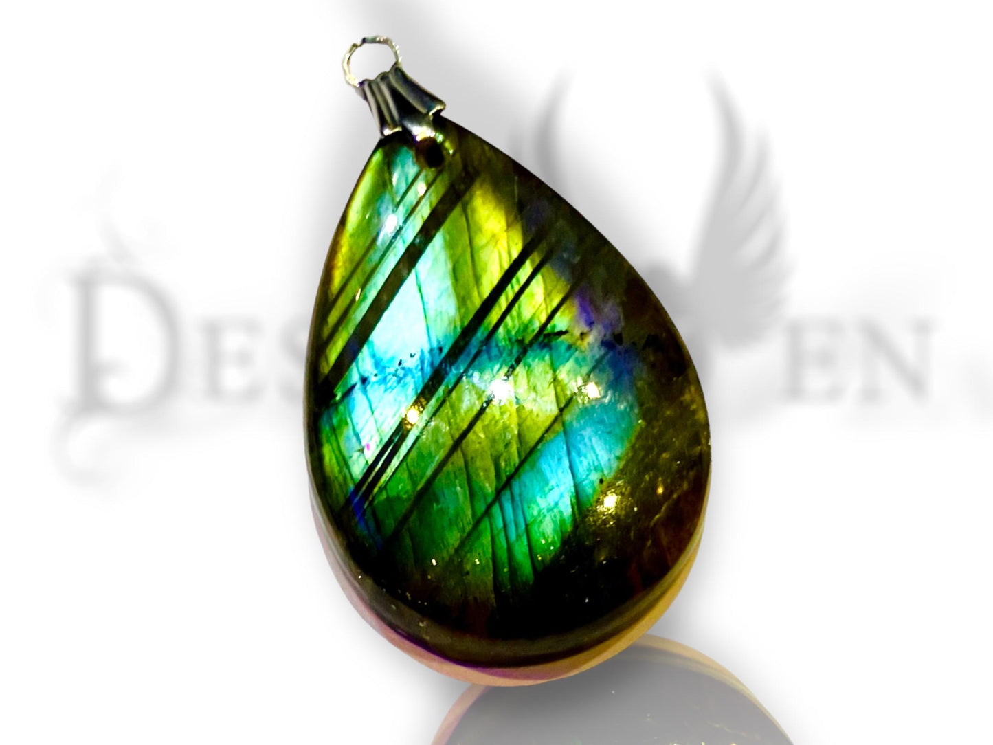 Flash labradorite flat drop pendant