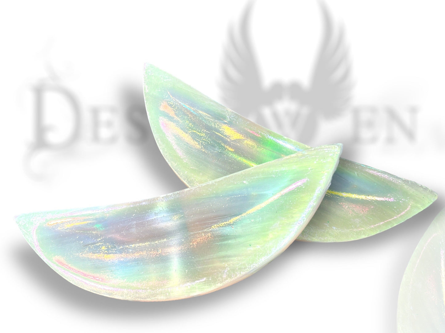Crescent Moon in Selenite Angel Aura