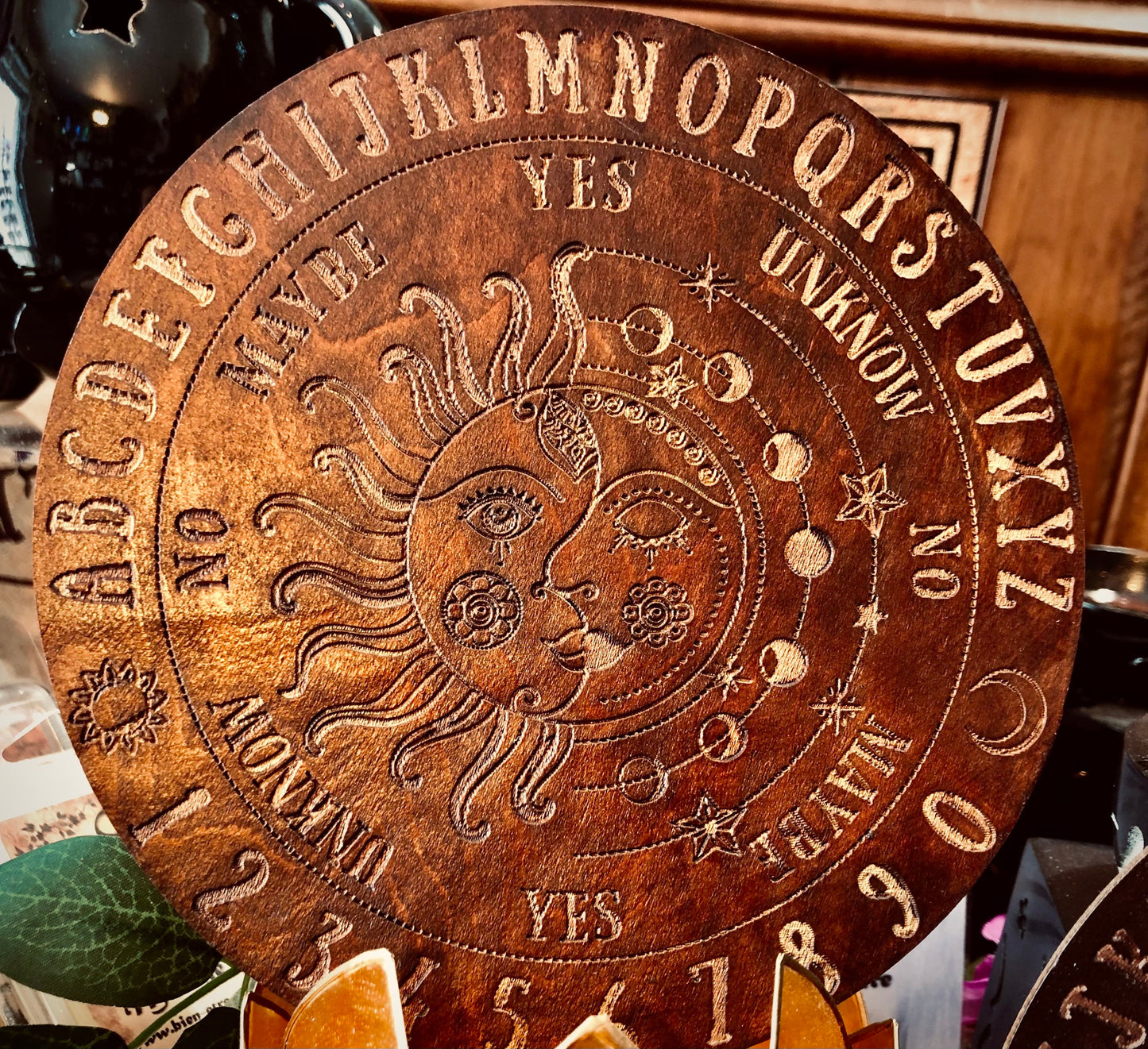 Wooden Moon Sun Ouija Pendulum Board Size S