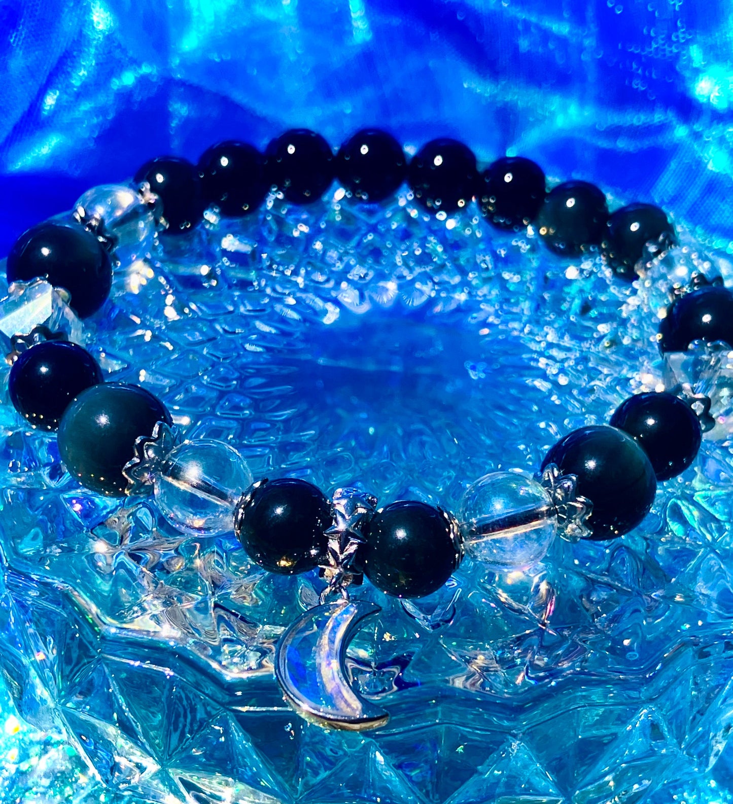 Celestial Labradorite Obsidian Onyx Protection Bracelet