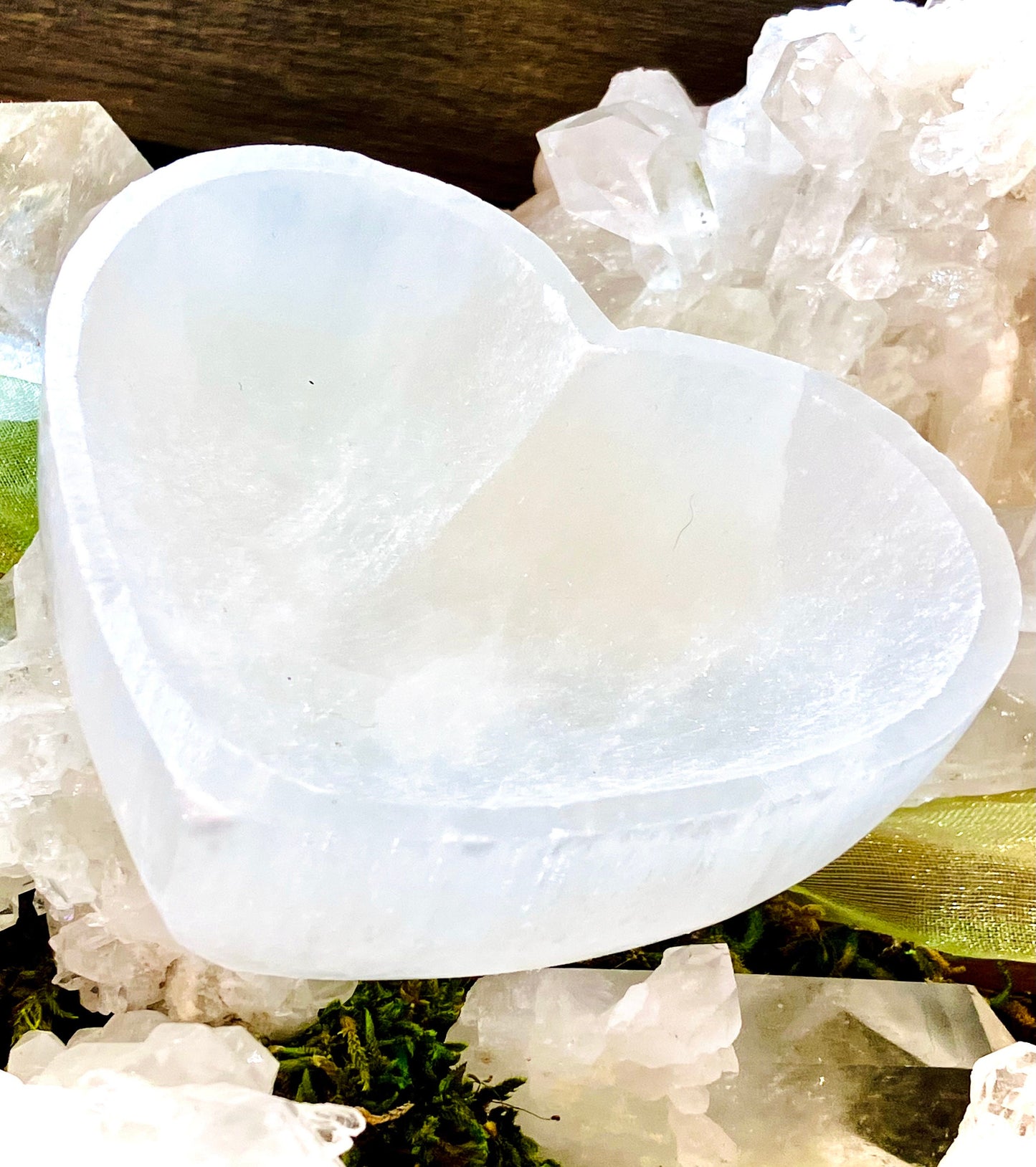 Selenite heart bowl
