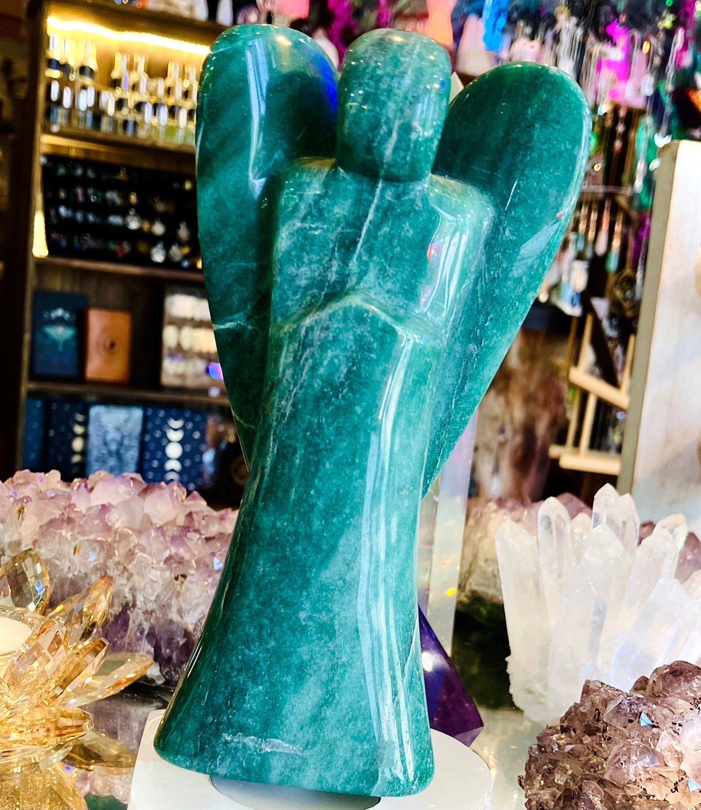 Large Green Aventurine Guardian Angel