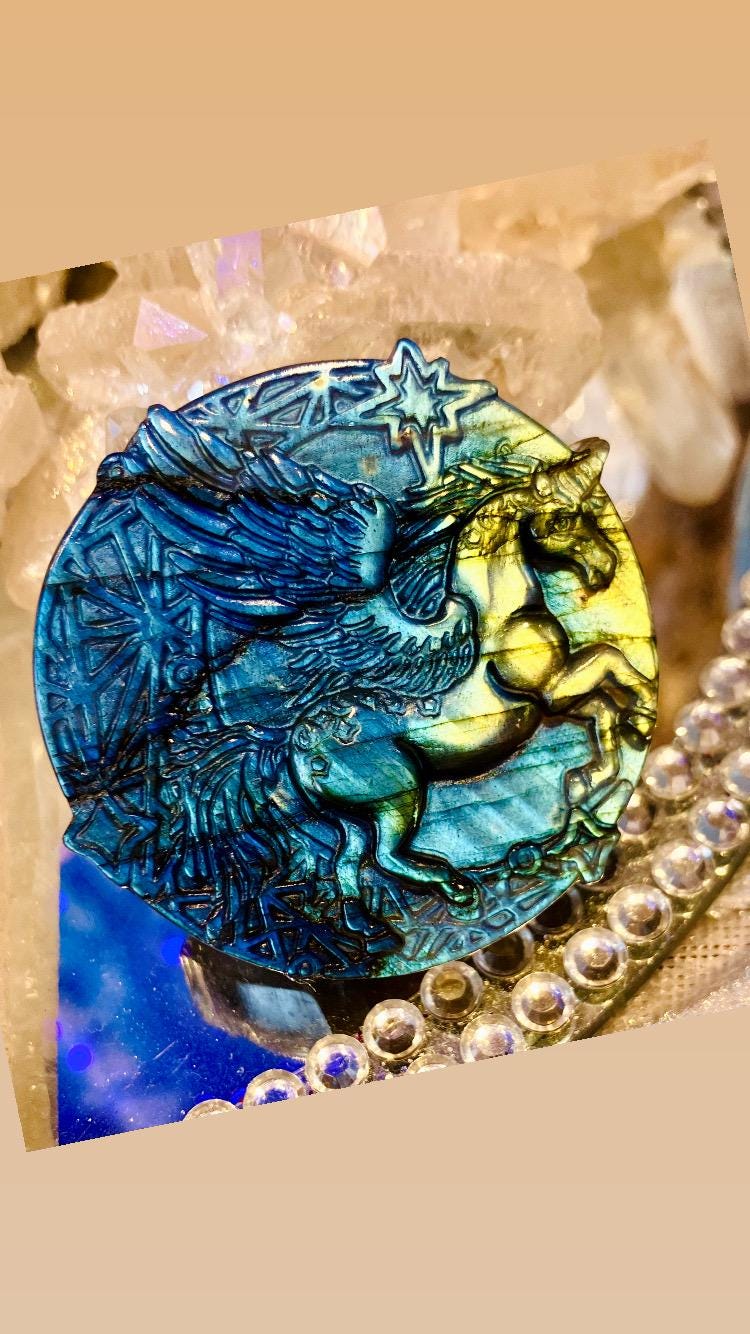 rainbow flash labradorite unicorn