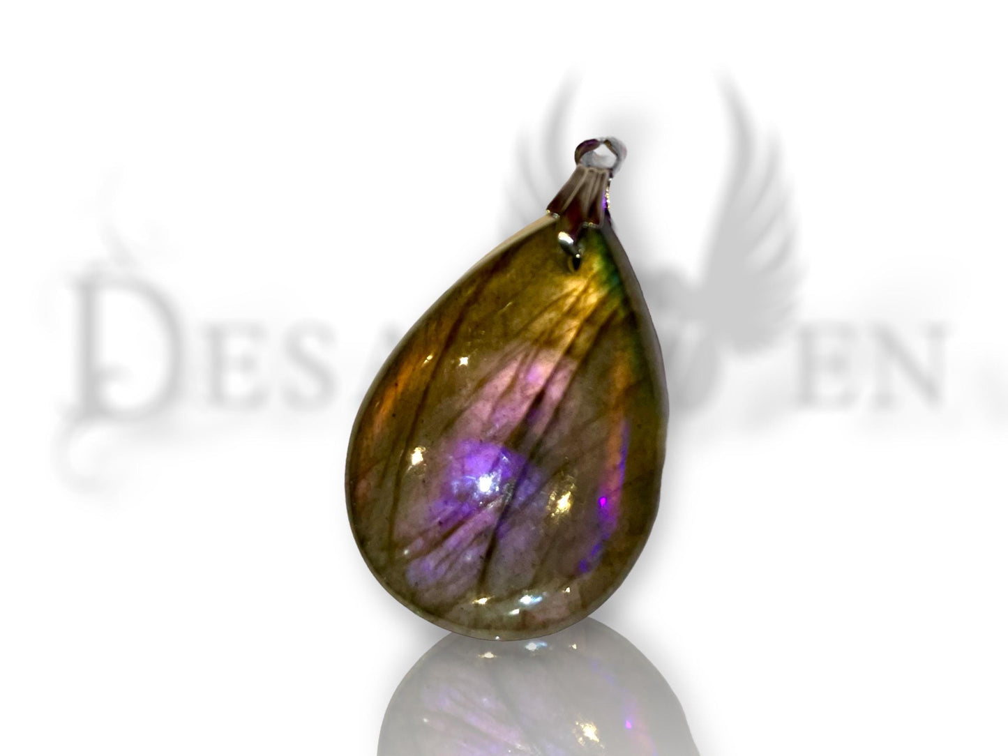 Flash labradorite flat drop pendant