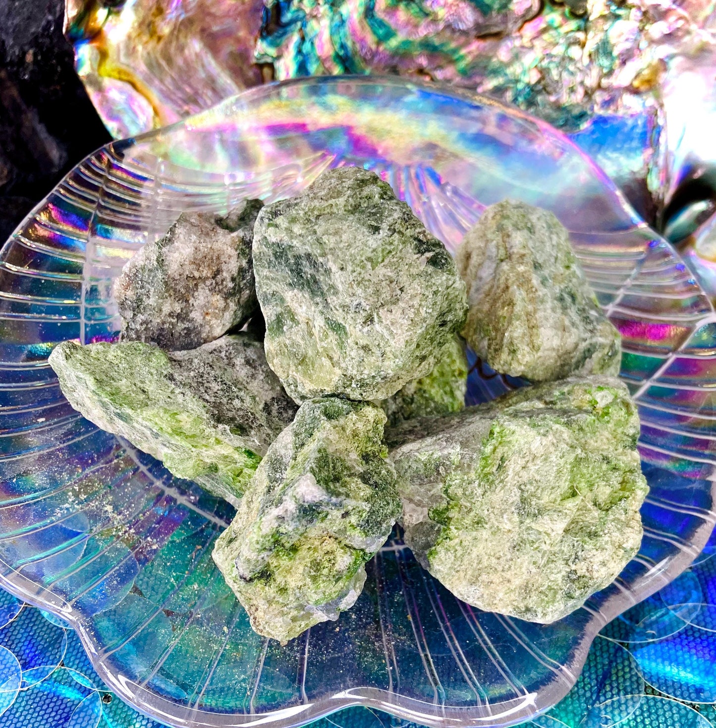 Green diopside raw piece