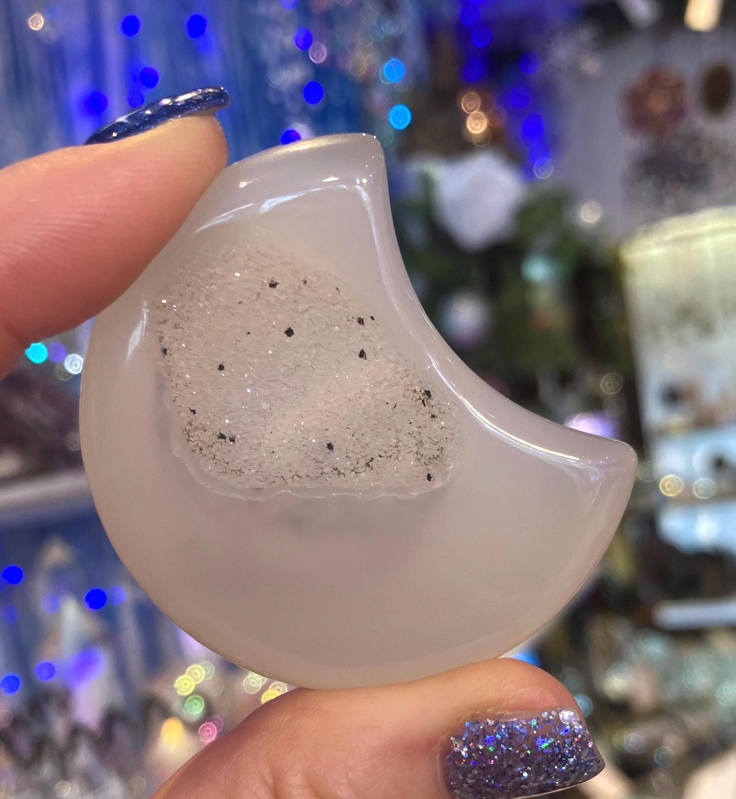 moon in druzy agate