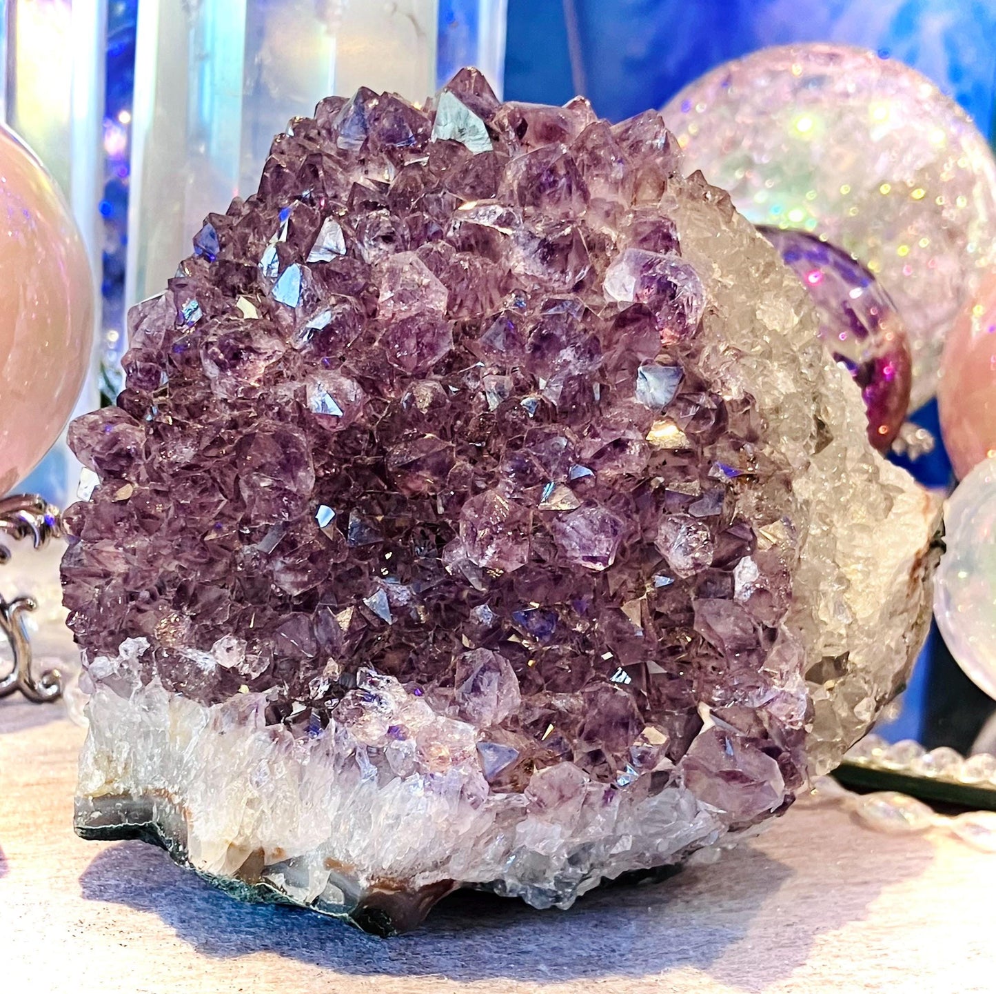 Druze amethyst two-tone sawn base