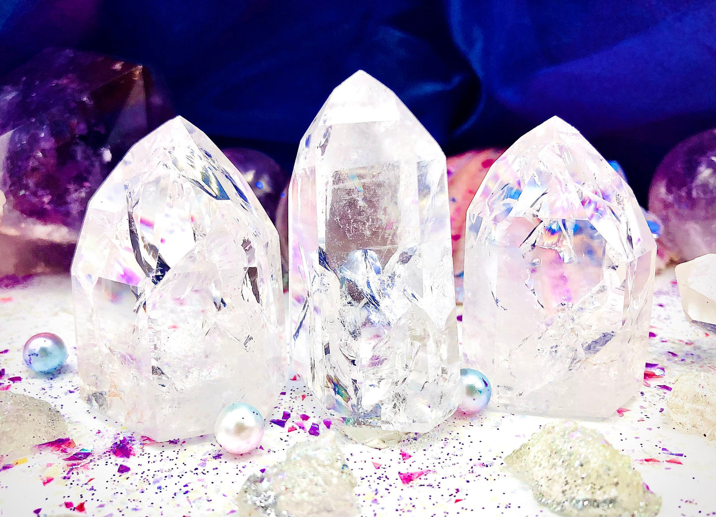 LED cracked rock crystal point lamp