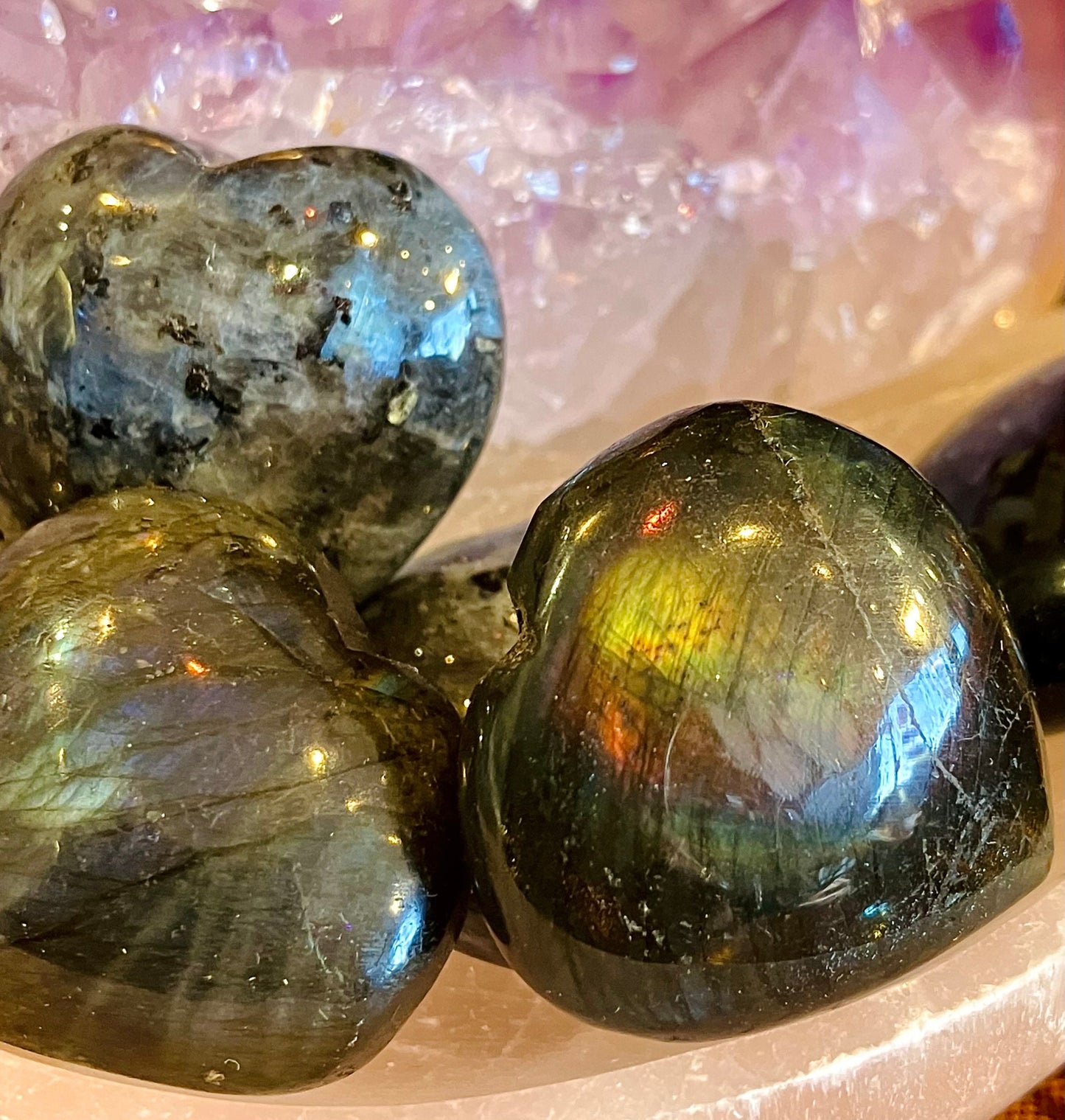 Labradorite or larvikite heart