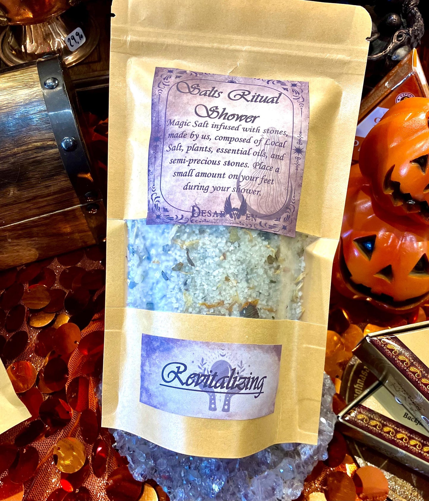Magic salts revitalizing shower ritual