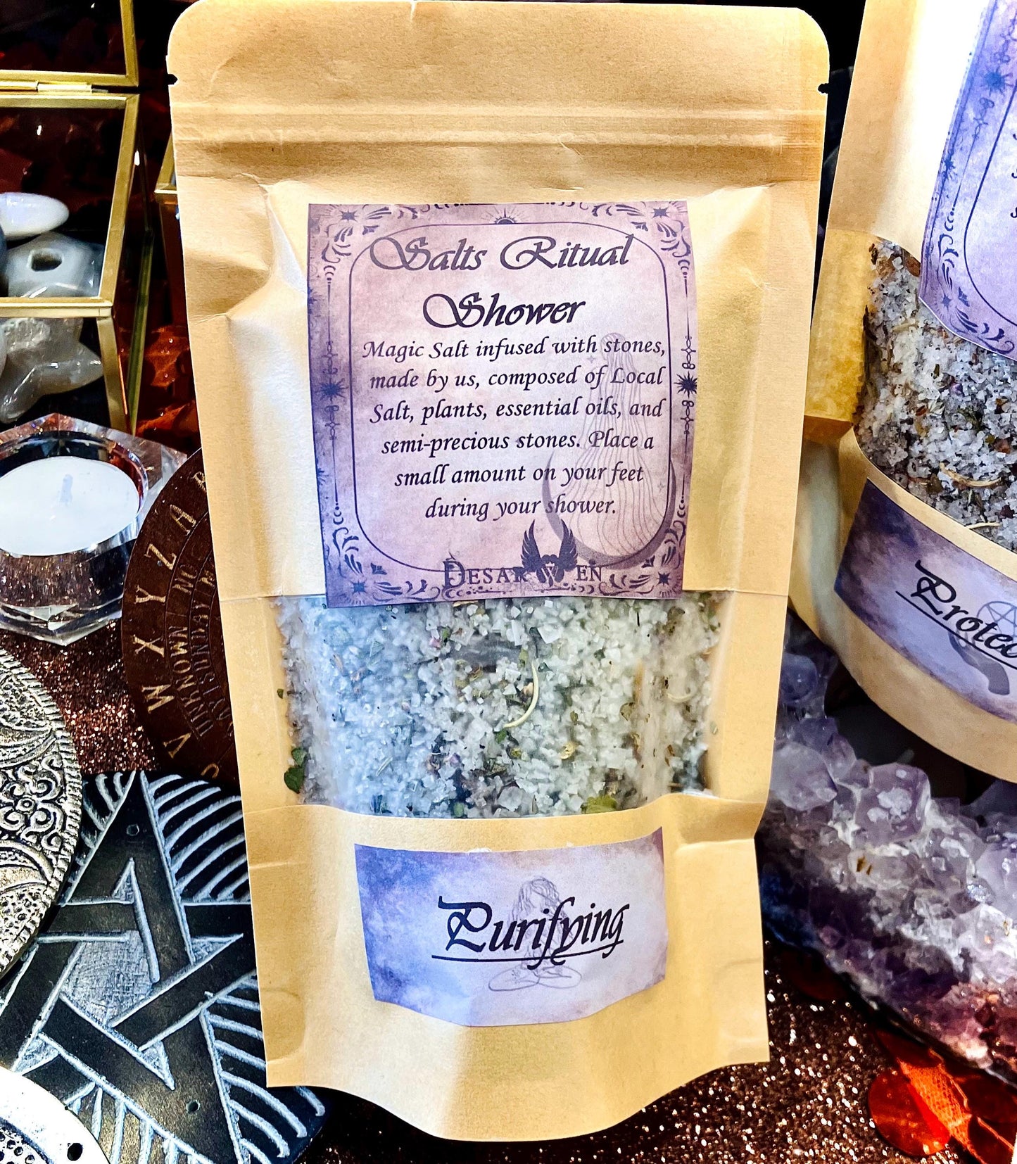 Magic salts ritual shower purification
