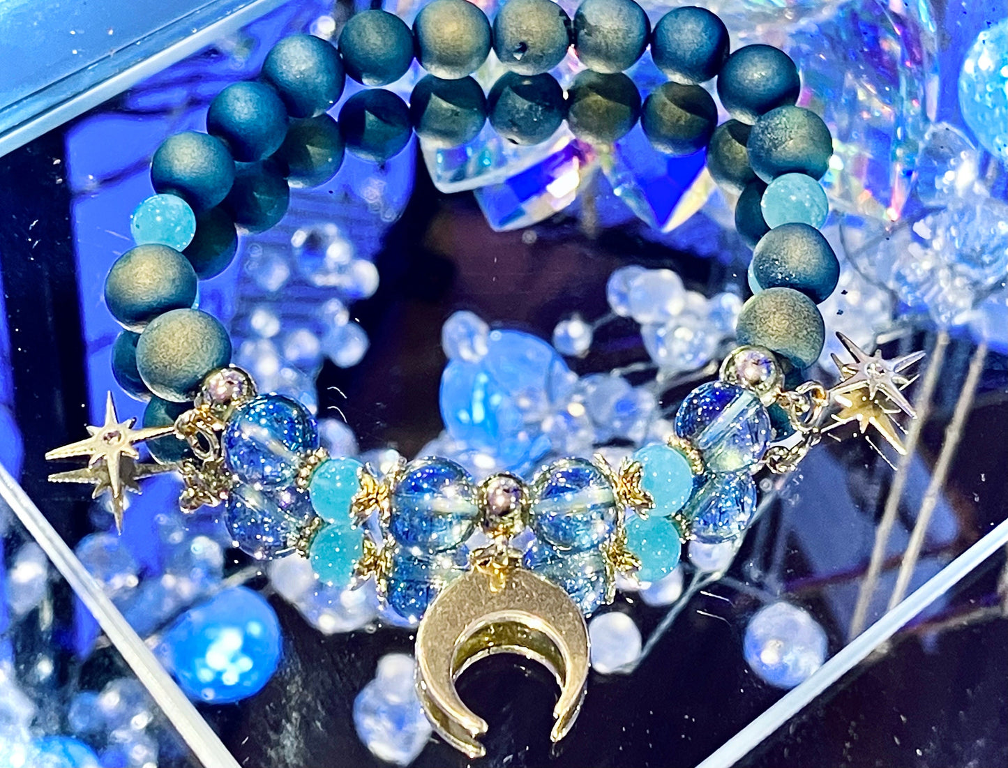 Aqua aura amazonite anti stress bracelet
