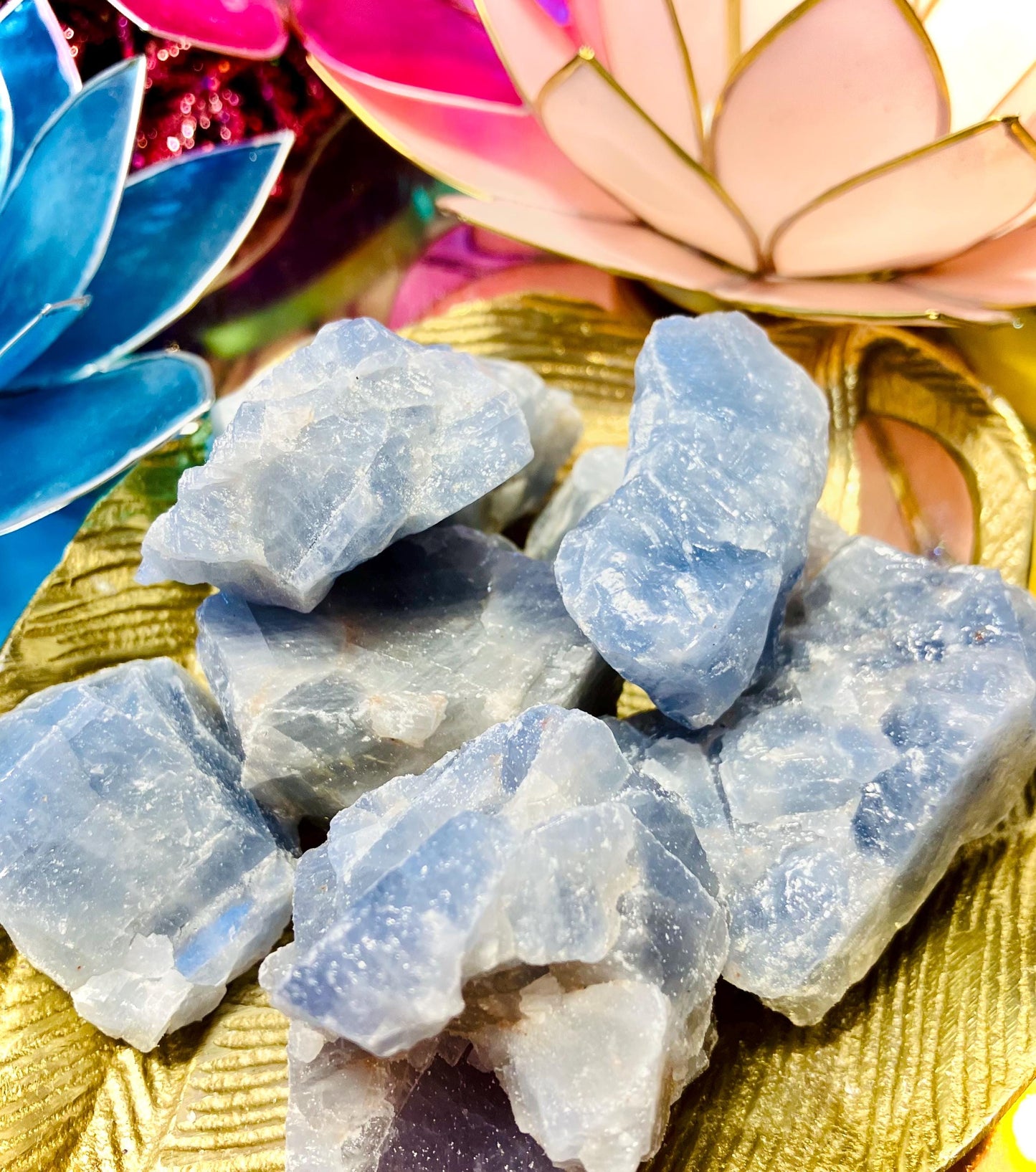 Blue calcite rough stone