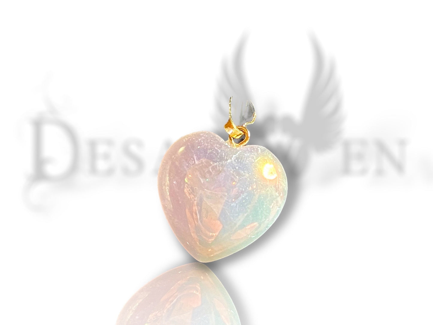 Angel Aura Rose Quartz Crystal Heart Pendant