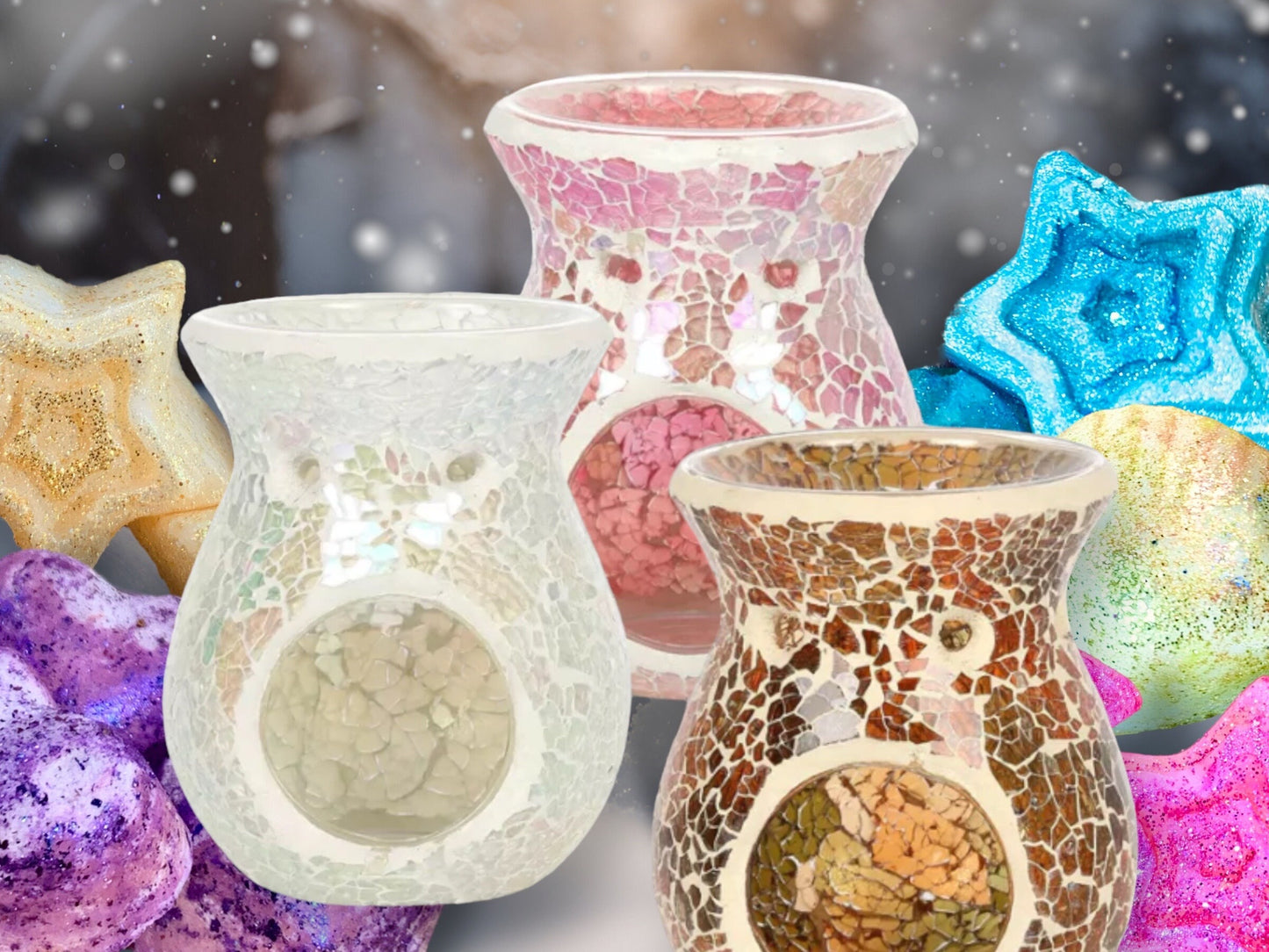 Mermaid glass mosaic wax burner