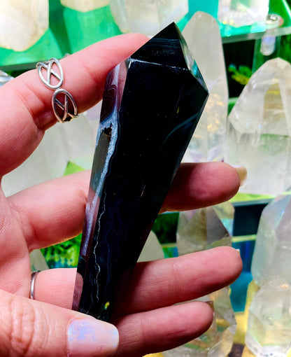 Pointe onyx agate noire