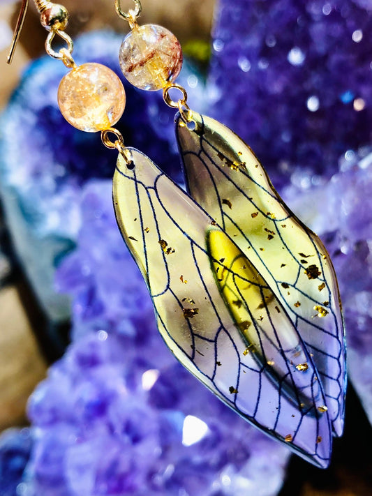 Rutile quartz wings earring