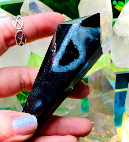 Pointe onyx agate noire