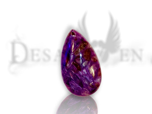 Charoite pendant, flat drop
