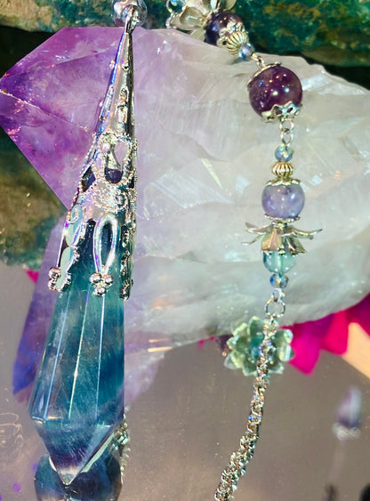 Pendule unique exceptionnel fluorite bleue