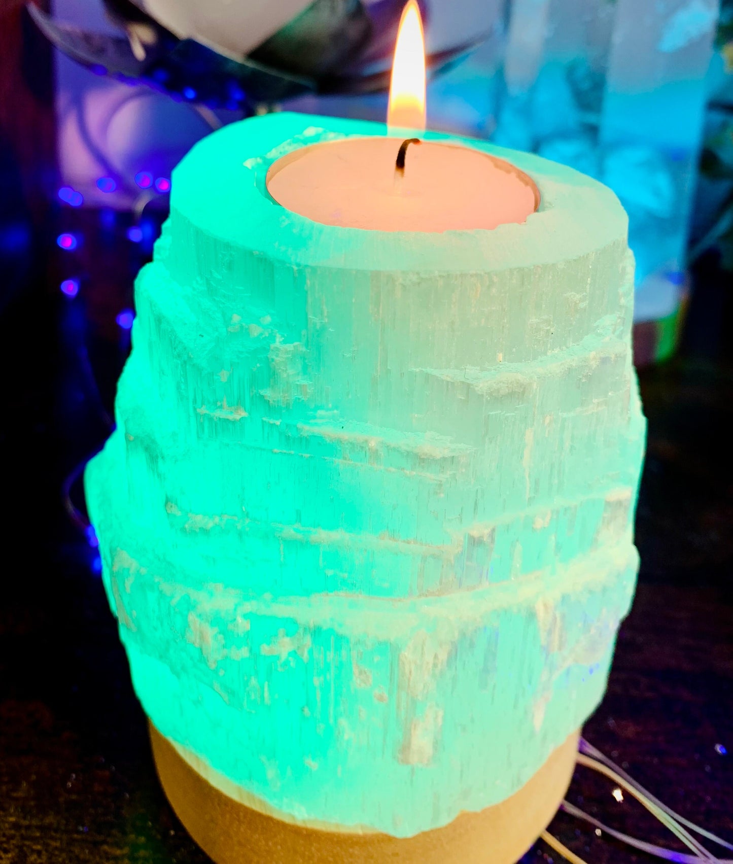 Lampe usb en bougeoir de selenite