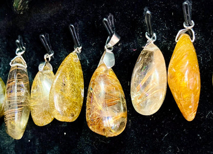 Freeform Golden Rutilated Quartz Pendant