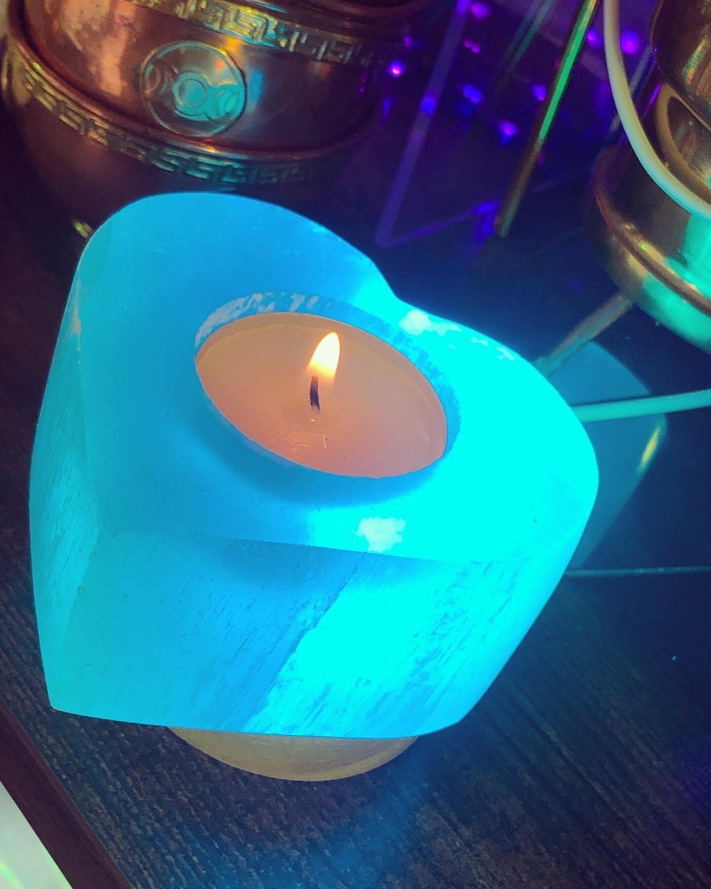 Lampe usb en bougeoir de selenite