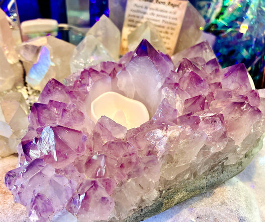 Bougeoir druse amethyste grande taille