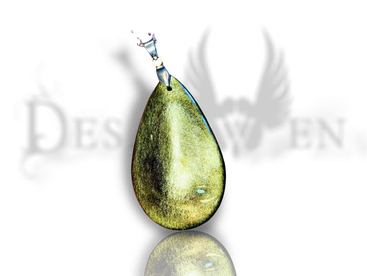 XL golden obsidian drop pendant