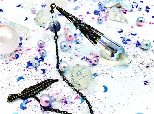 Pendule verre aura et quartz aura