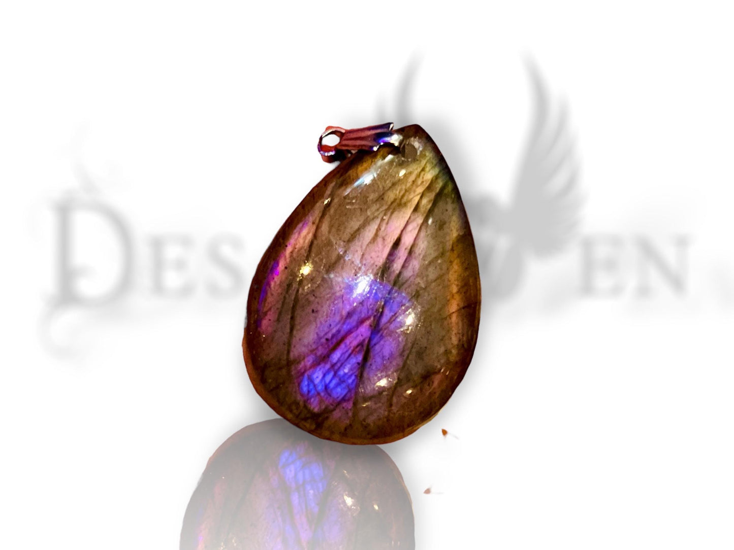 Flash labradorite flat drop pendant