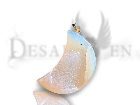 Angel Aura Agate Crescent Moon Pendant