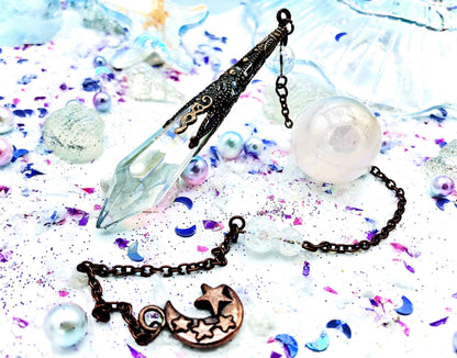 Aura glass and aura quartz pendulum