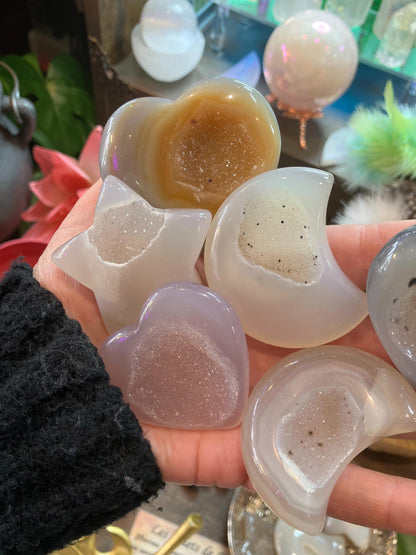 moon in druzy agate