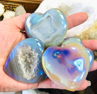 Aura Druzy Achat Herz