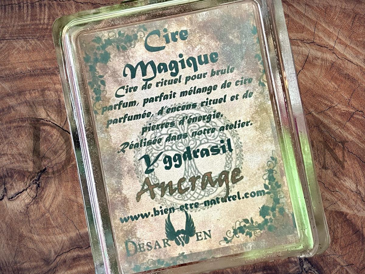 Cire rituelle Ancrage Desarwen — tablette avec pierres variables