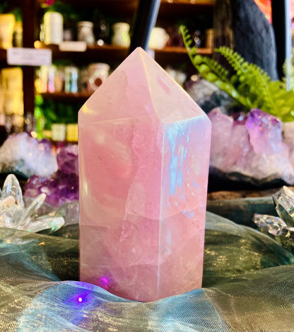 Riesiger Rosenquarz-Spitzen-Aura-Engel