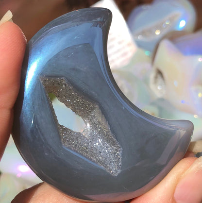 Druzy Mond in Aura Engel Achat