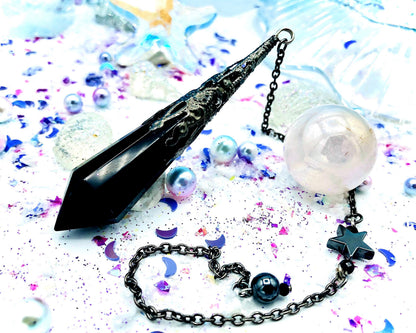 Pendule obsidienne et hématite